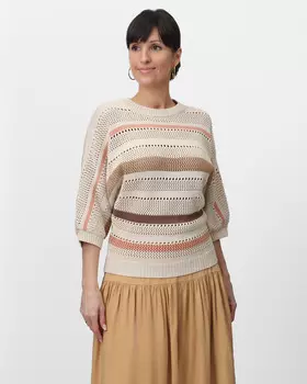 Свободный пуловер мягкой рельефной вязки