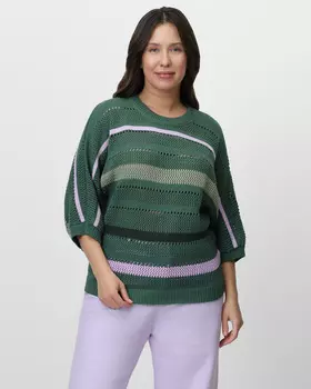 Свободный пуловер мягкой рельефной вязки