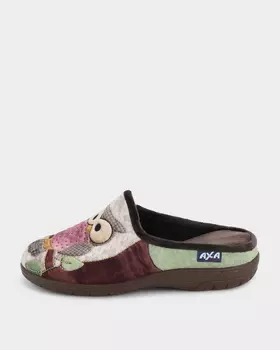 Тапочки из натурального велюра с аппликацией в виде совы и технологией Deo Fit