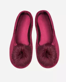 Тапочки из велюра с пушистым помпоном и технологией DEO-Fit
