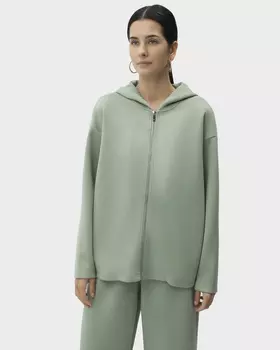 Толстовка из мягкого трикотажа на молнии и с капюшоном