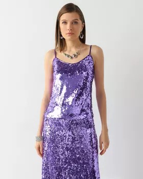 Топ с шелковистой подкладкой и декором пайетками