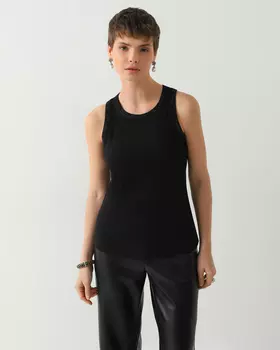 Топ из эластичного хлопка с декором кристаллами