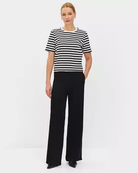 Трикотажные брюки с лампасами, декорированными стразами