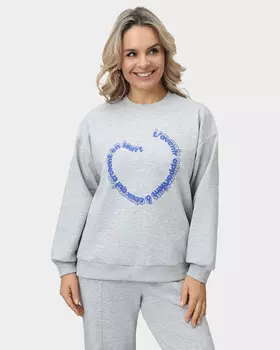 Трикотажный оверсайз-свитшот с объемным принтом