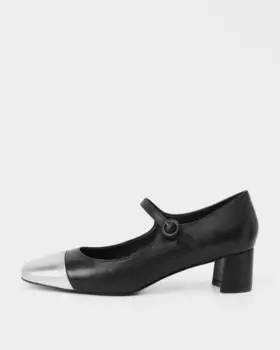 Туфли из натуральной кожи на устойчивом каблуке и с узким ремешком