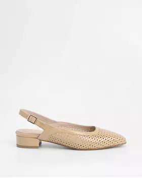 Туфли из натуральной кожи с функциональной застежкой в пяточной части и сквозной перфорацией