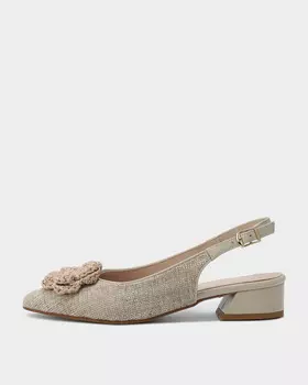 Туфли-слингбэки с вязаным цветком