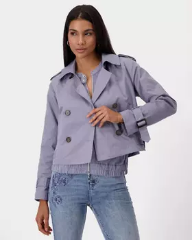 Укороченная двубортная куртка-тренч