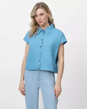 Укороченная рубашка из хлопка с кулиской по низу