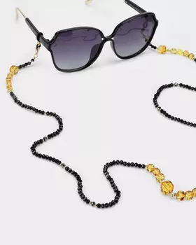 Украшение два в одном: колье и цепочка для очков из янтаря и шпинели