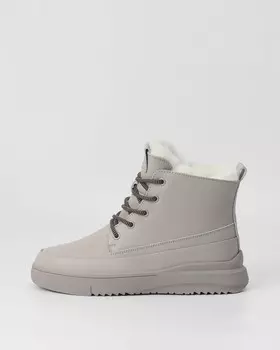 Утепленные ботинки из натуральной кожи с функциональными шнурками и молнией на гибкой рельефной подошве