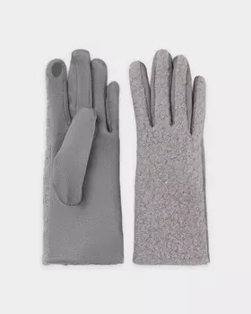 Утепленные перчатки с имитацией каракуля и технологией touch screen