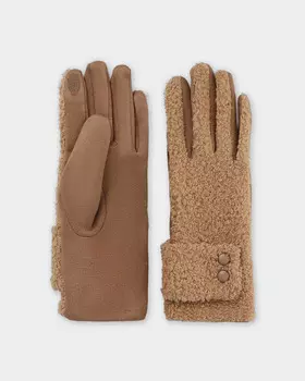 Утепленные перчатки с мехом тедди и технологией touch screen