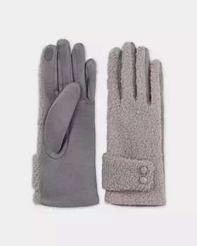 Утепленные перчатки с мехом тедди и технологией touch screen