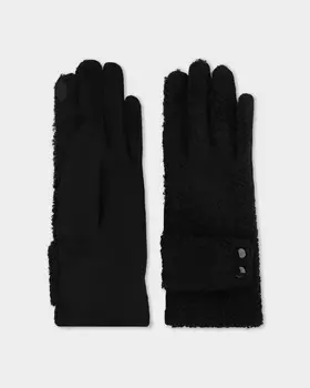 Утепленные перчатки с мехом тедди и технологией touch screen