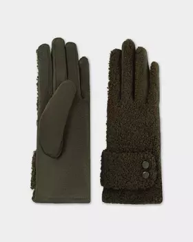 Утепленные перчатки с мехом тедди и технологией touch screen