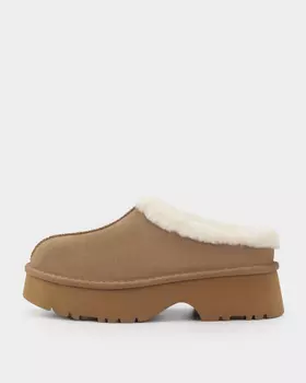 Утепленные полуботинки из натуральной замши с меховой опушкой