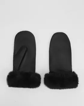 Утепленные варежки из натуральной кожи