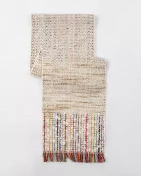 Утепленный шарф с шерстью в составе и бахромой по краям