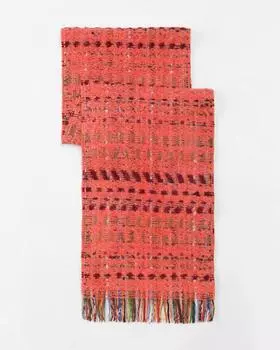 Утепленный шарф с шерстью в составе и бахромой по краям