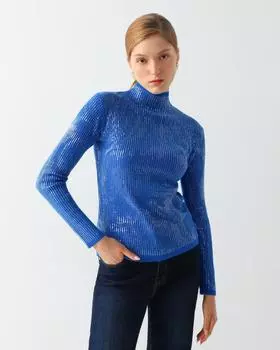 Водолазка из вязаного риба с пайетками