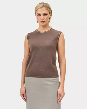 Вязаная футболка с контрастной отделкой