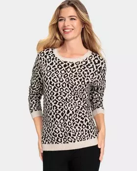 Вязаный пуловер с леопардовым узором