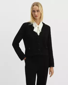 Вязаный жакет с декоративной бахромой и шерстью в составе