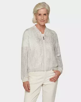 Жакет из блестящего материала с застежкой на молнию