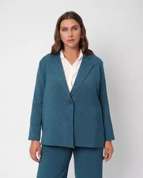 Жакет с боковыми карманами и застежкой на пуговицу, р. 50, цвет Синий