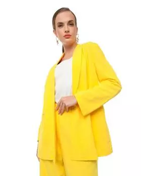 Жакет свободного кроя из вискозы и льна, р. 48, цвет Желтый