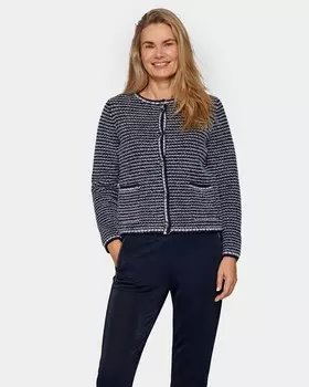 Жакет в морскую полоску с планкой на пуговицах