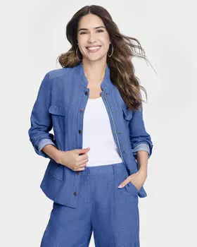 Жакет зауженного кроя из хлопка и льна