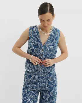 Жилет с V-образным вырезом и цветочным узором