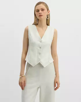 Жилет приталенного силуэта из твида жемчужным напылением