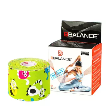 Кинезио тейп BBTape (5см*5м) дизайнерский #16 Cats Lime | Кошки лайм