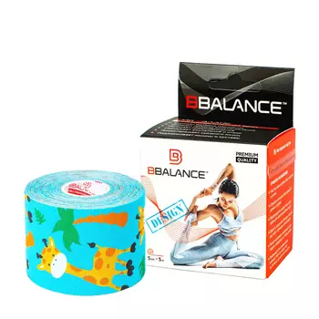 Кинезио тейп BBTape (5см*5м) дизайнерский #22 Giraffe Blue | Жирафики голубые