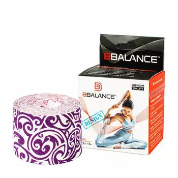 Кинезио тейп BBTape (5см*5м) дизайнерский #4 Tattoo White&amp;Purple | Тату бело-фиолетовое