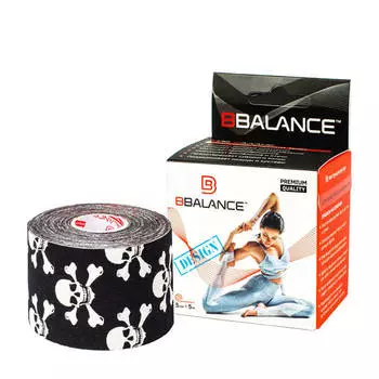 Кинезио тейп BBTape (5см*5м) дизайнерский #8 Skulls Black&amp;White | Черепа чёрно-белые