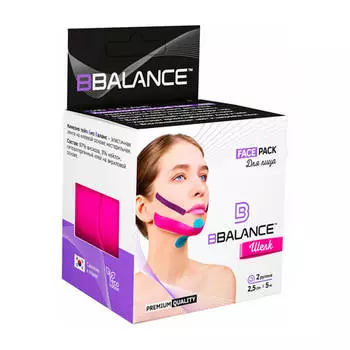 Кинезио тейп для лица BBTape Face Pack (2,5см*5м, 2 рулона) шёлковый #3 Pink | Розовый