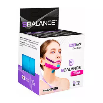 Кинезио тейп для лица BBTape Face Pack (2,5см*5м, 2 рулона) шёлковый #2 Blue | Голубой
