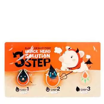 Набор от чёрных точек Elizavecca Milky Piggy Black Head Solution 3 Step Nose Strip