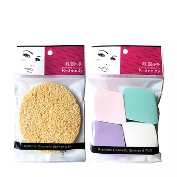Набор спонжей для лица K-Beauty "Пористый" + "Ромб" (4 шт.)