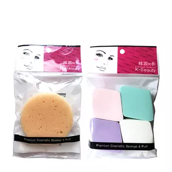 Набор спонжей для лица K-Beauty "Скрабирующий" + "Ромб" (4 шт.)