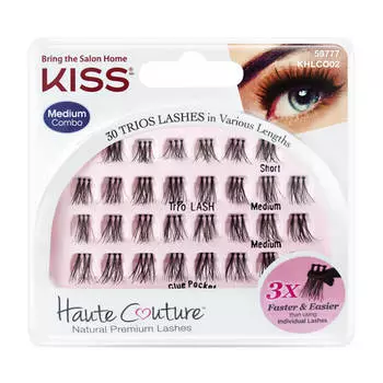 Накладные ресницы-пучки Kiss Haute Couture Trio Lashes #KHLC02GT (длина средняя/короткая)