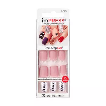 Твердый лак для ногтей Kiss Impress Press-On Manicure #BIPA120 | Нюдовый стиль (длина короткая)
