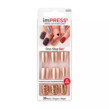 Твердый лак для ногтей Kiss Impress Press-On Manicure #BIPA010 | Золото Востока (длина короткая)