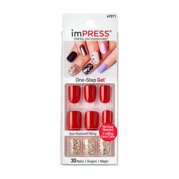 Твердый лак для ногтей Kiss Impress Press-On Manicure #BIPA015С | Красное Золото (длина короткая)