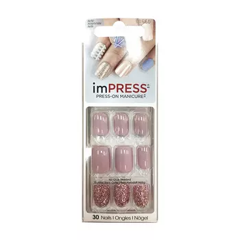 Твердый лак для ногтей Kiss Impress Press-On Manicure #BIPD280 (новый) | Элегантный нюд (длина короткая)